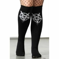 Over The Knee Socks KILLSTAR - Penta Blood - Black