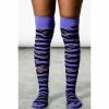Over The Knee Socks KILLSTAR - Wretched Soul Distress - Black / Plum -Bracelets Shop WRETCHED SOUL DISTRESS SOCKS BLACK PLUM B x1600