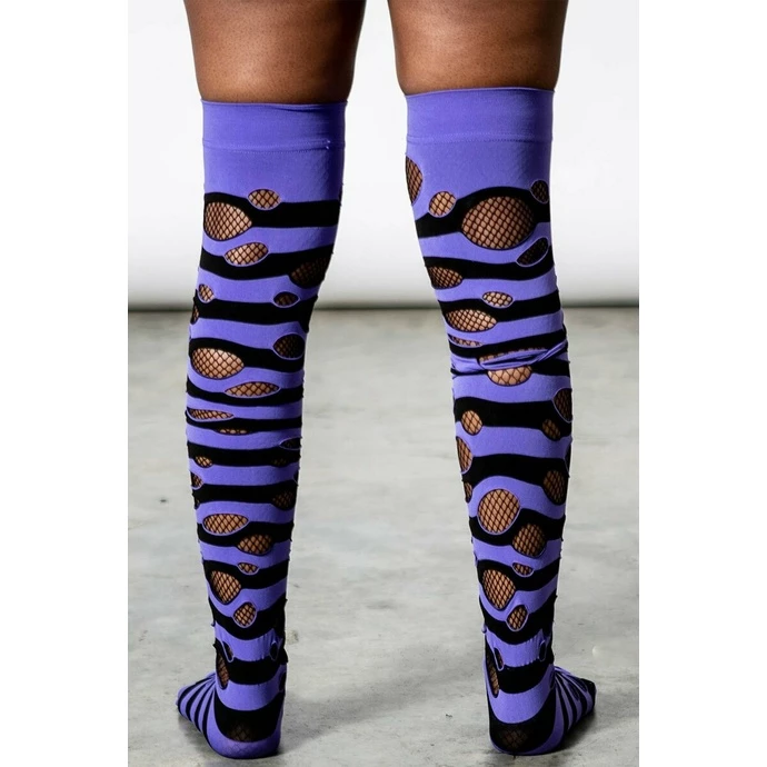 Over The Knee Socks KILLSTAR - Wretched Soul Distress - Black / Plum 5 Over The Knee Socks KILLSTAR - Wretched Soul Distress - Black / Plum - Image 3