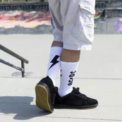 Socks PERRI'S SOCK - AC/DC - LIGHTNING STRIKES CREW - WHITE -Bracelets Shop ase8r51d