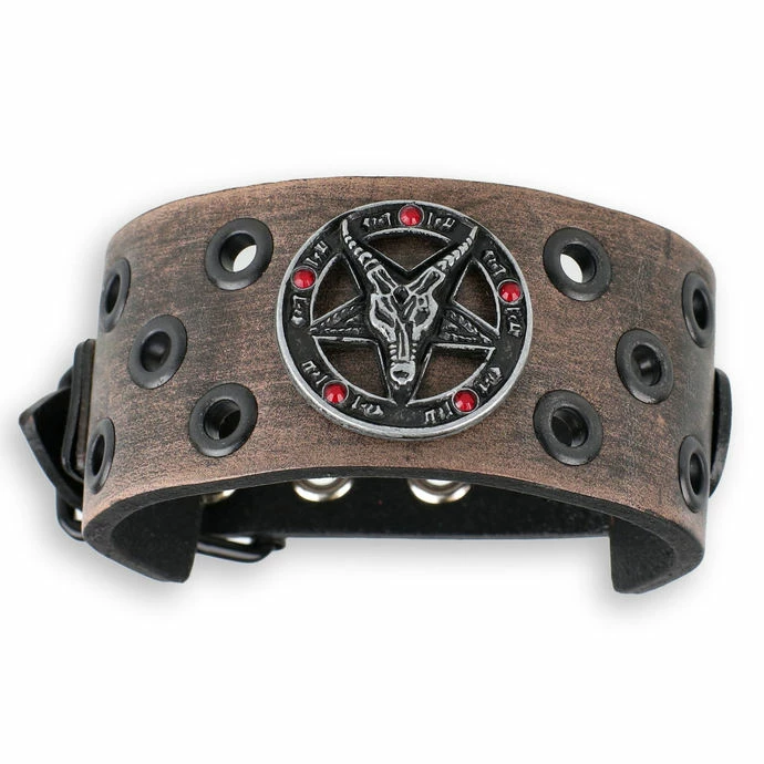 Bracelet Baphomet - Brown - Crystal Red 3 Bracelet Baphomet - Brown - Crystal Red